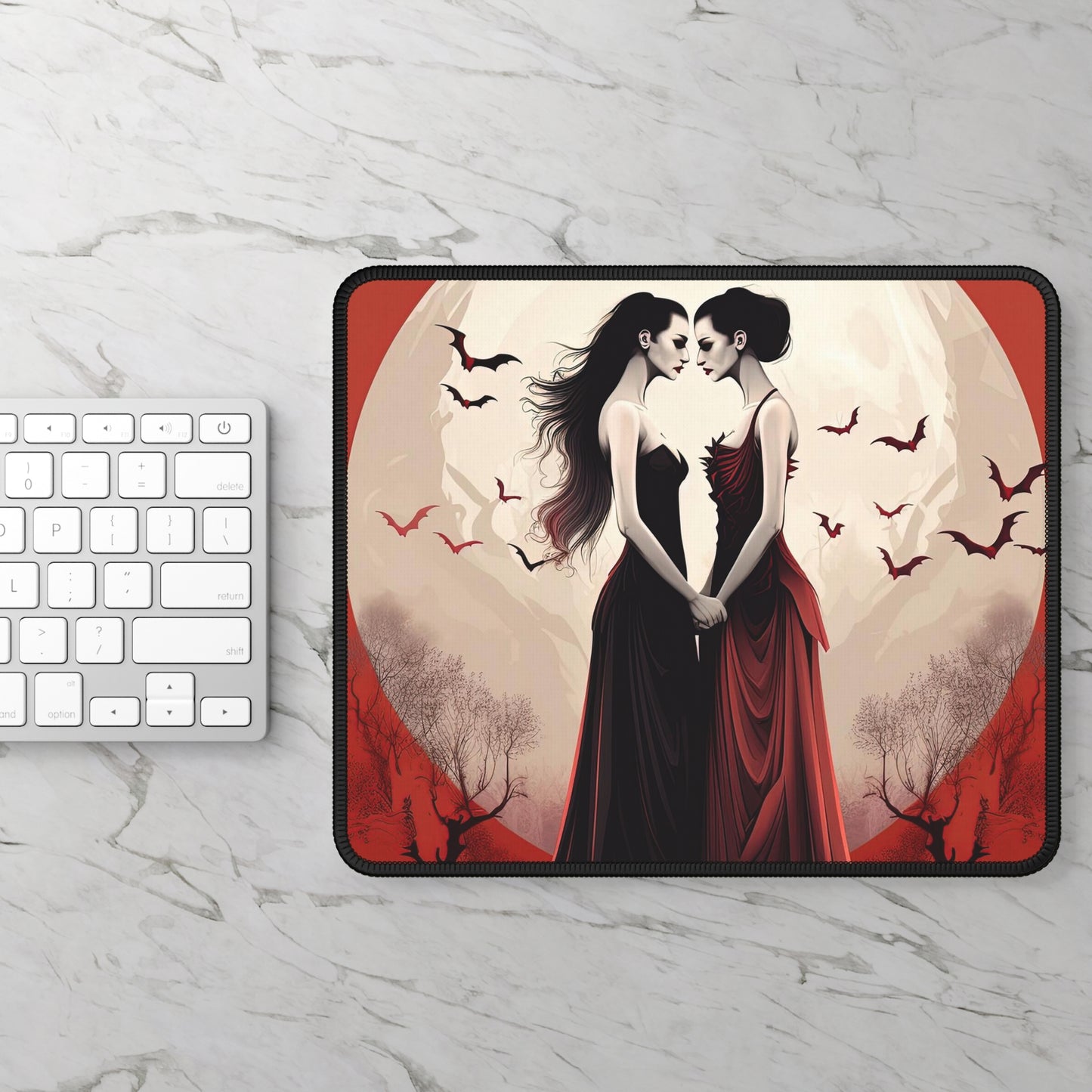 Gaming Mouse Pad - Lesbian Vampire Love Fantasy Gamer Mouse Pad - Gift for Gamer Girlfriend