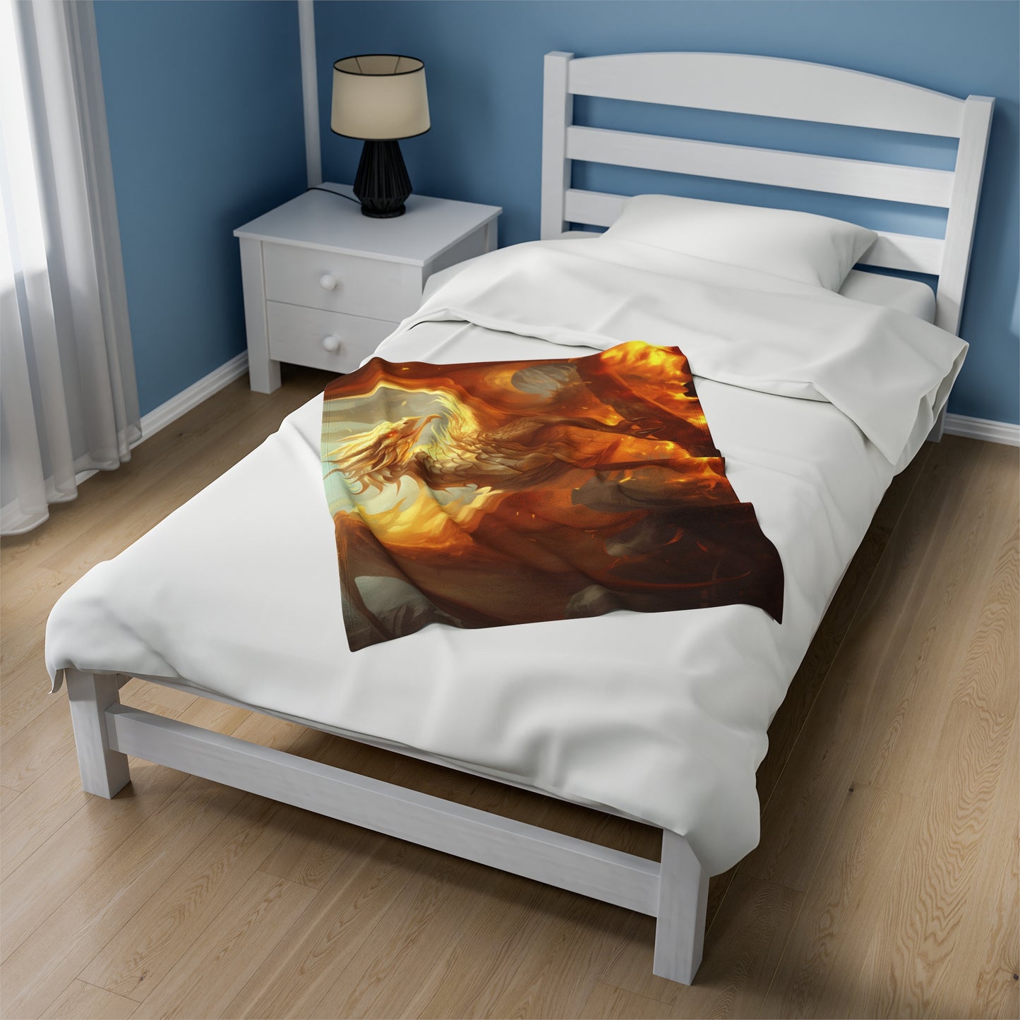 Gold Dragon Blanket - Dragon of Light Velveteen Plush Blanket - Gift for Geek Gamer