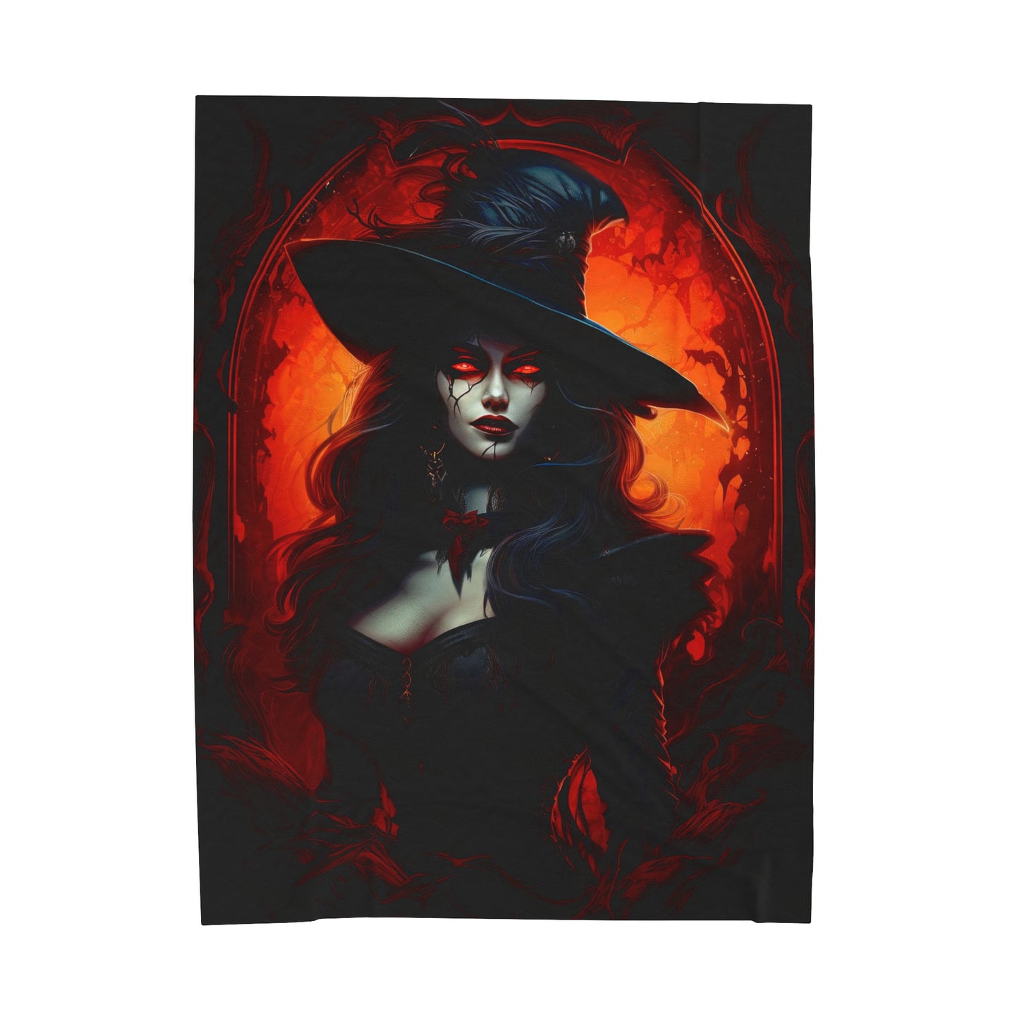 Witch Vampire Halloween Velveteen Plush Blanket - Enchanting Darkness