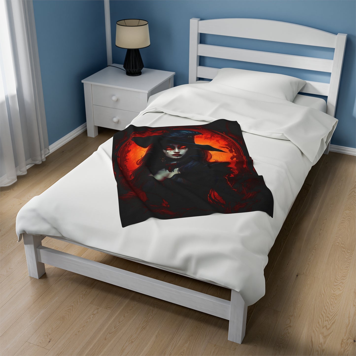 Witch Vampire Halloween Velveteen Plush Blanket - Enchanting Darkness