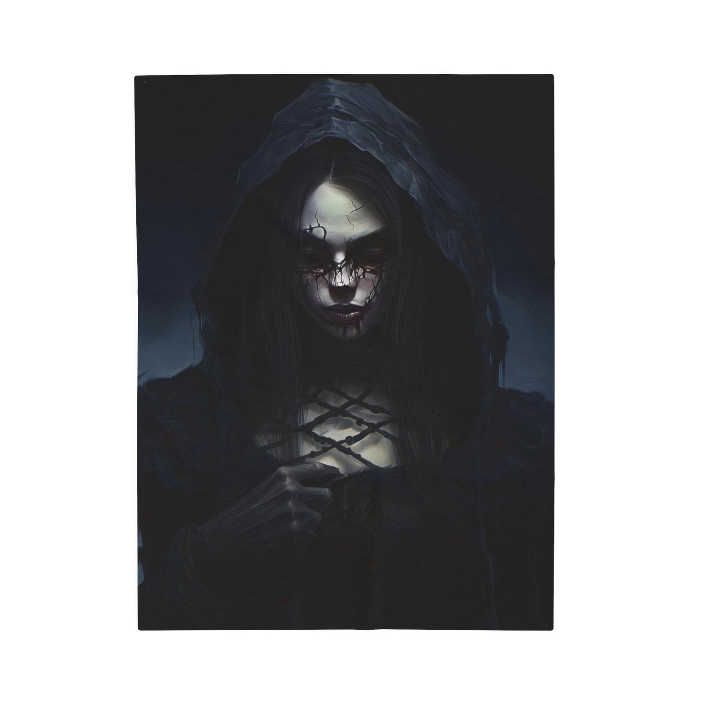 Gothic Horror Blanket - Gothic Woman Horror Art - Goth Gift for Halloween