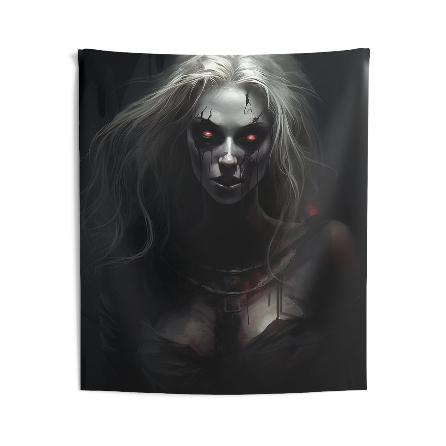 Spooky Halloween Decor - Blonde Zombie Wall Tapestry - Undead Beauty - Haunting Wall Art