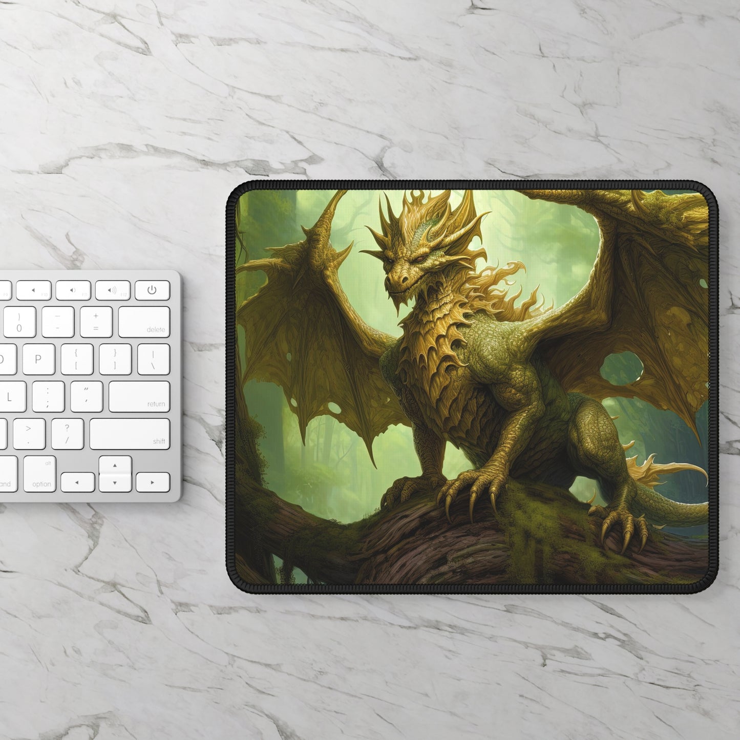 Gamer Mouse Pad - Green Nature Dragon Gaming Mouse Pad - Gift for Gamer Boyfriend Husband
