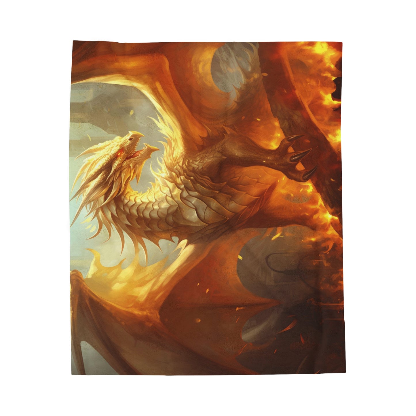 Gold Dragon Blanket - Dragon of Light Velveteen Plush Blanket - Gift for Geek Gamer