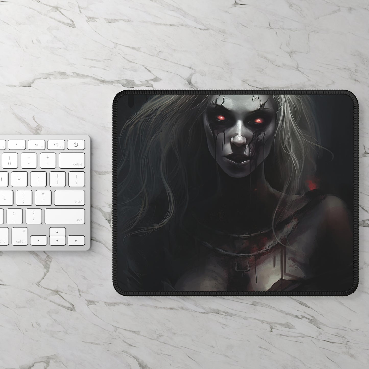 Gaming Mouse Pad - Blonde Zombie Horror Mouse Pad - Gift for Gamer Boyfriend Husband