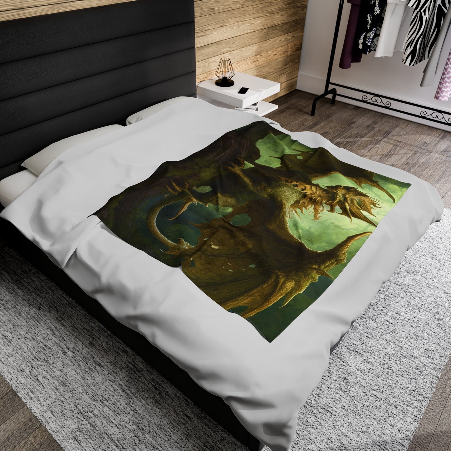 Nature Dragon Fantasy Blanket - Nature's Majesty: Enchanting Nature Green Dragon