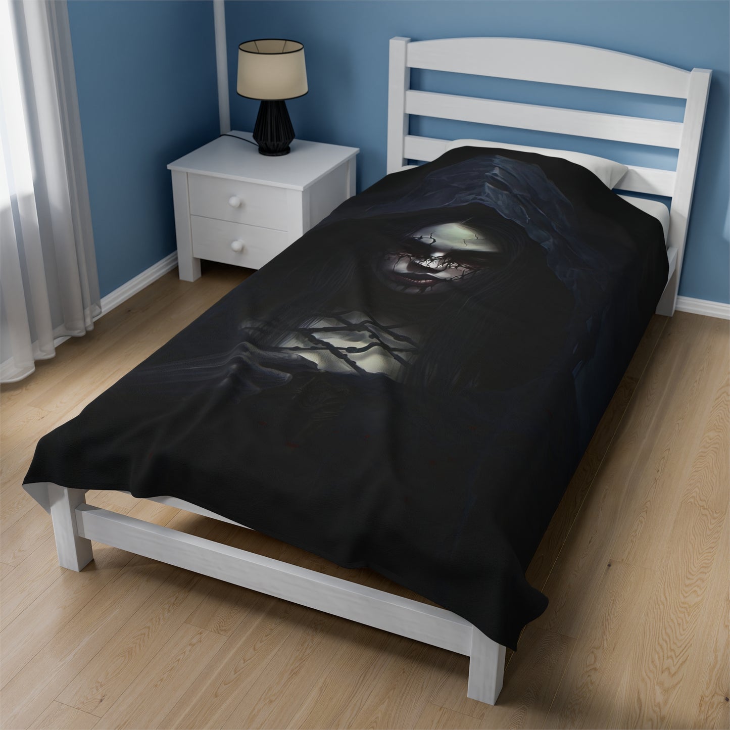 Gothic Horror Blanket - Gothic Woman Horror Art - Goth Gift for Halloween
