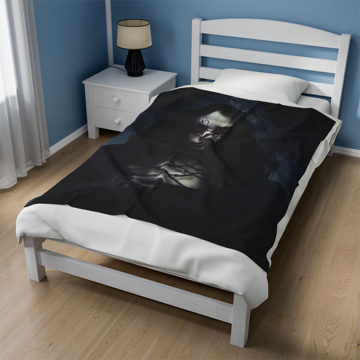 Gothic Horror Blanket - Gothic Woman Horror Art - Goth Gift for Halloween