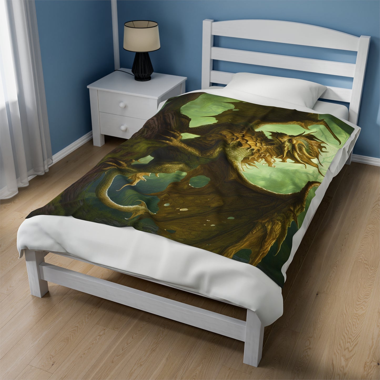 Nature Dragon Fantasy Blanket - Nature's Majesty: Enchanting Nature Green Dragon