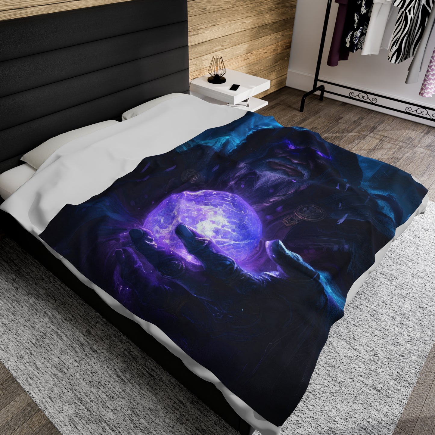 Magician Blanket - Warlock Velveteen Plush Blanket - Gift for Geek Gamer