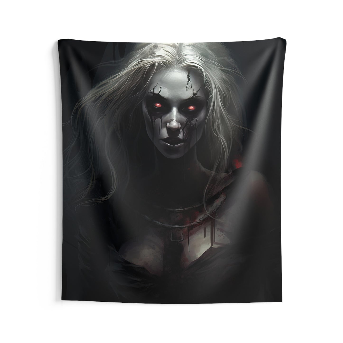 Spooky Halloween Decor - Blonde Zombie Wall Tapestry - Undead Beauty - Haunting Wall Art