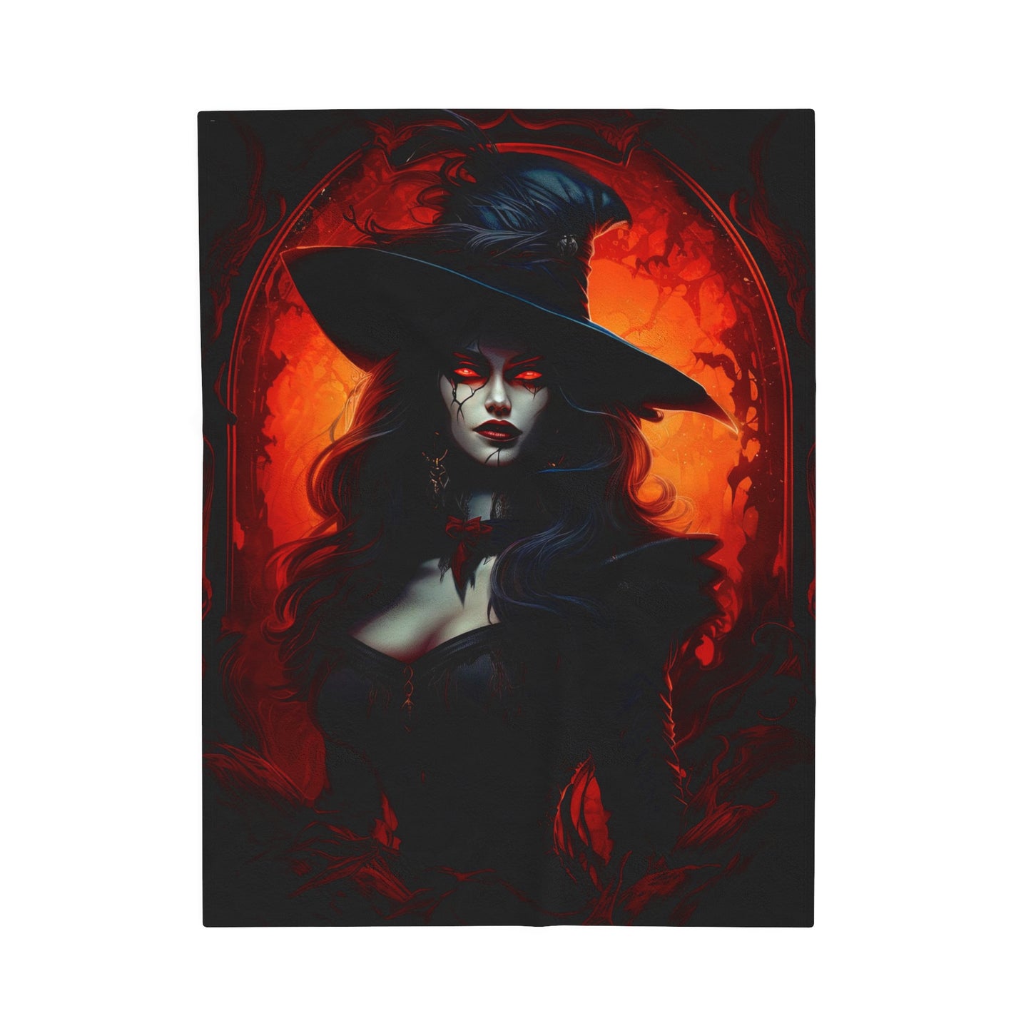 Witch Vampire Halloween Velveteen Plush Blanket - Enchanting Darkness