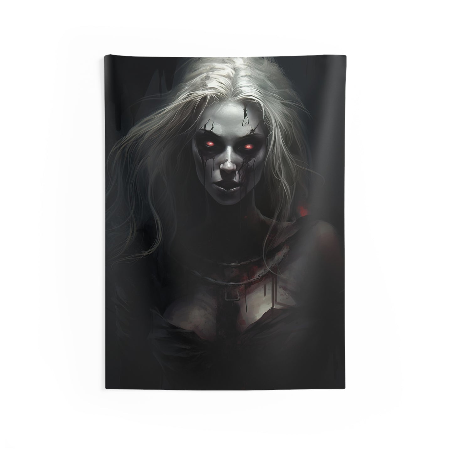 Spooky Halloween Decor - Blonde Zombie Wall Tapestry - Undead Beauty - Haunting Wall Art