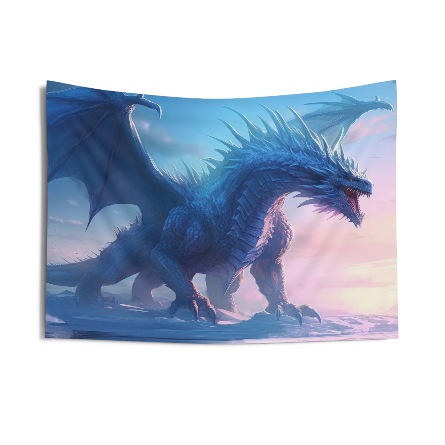 Indoor Wall Tapestries - Frostfire Majesty: Enchanting Ice Dragon
