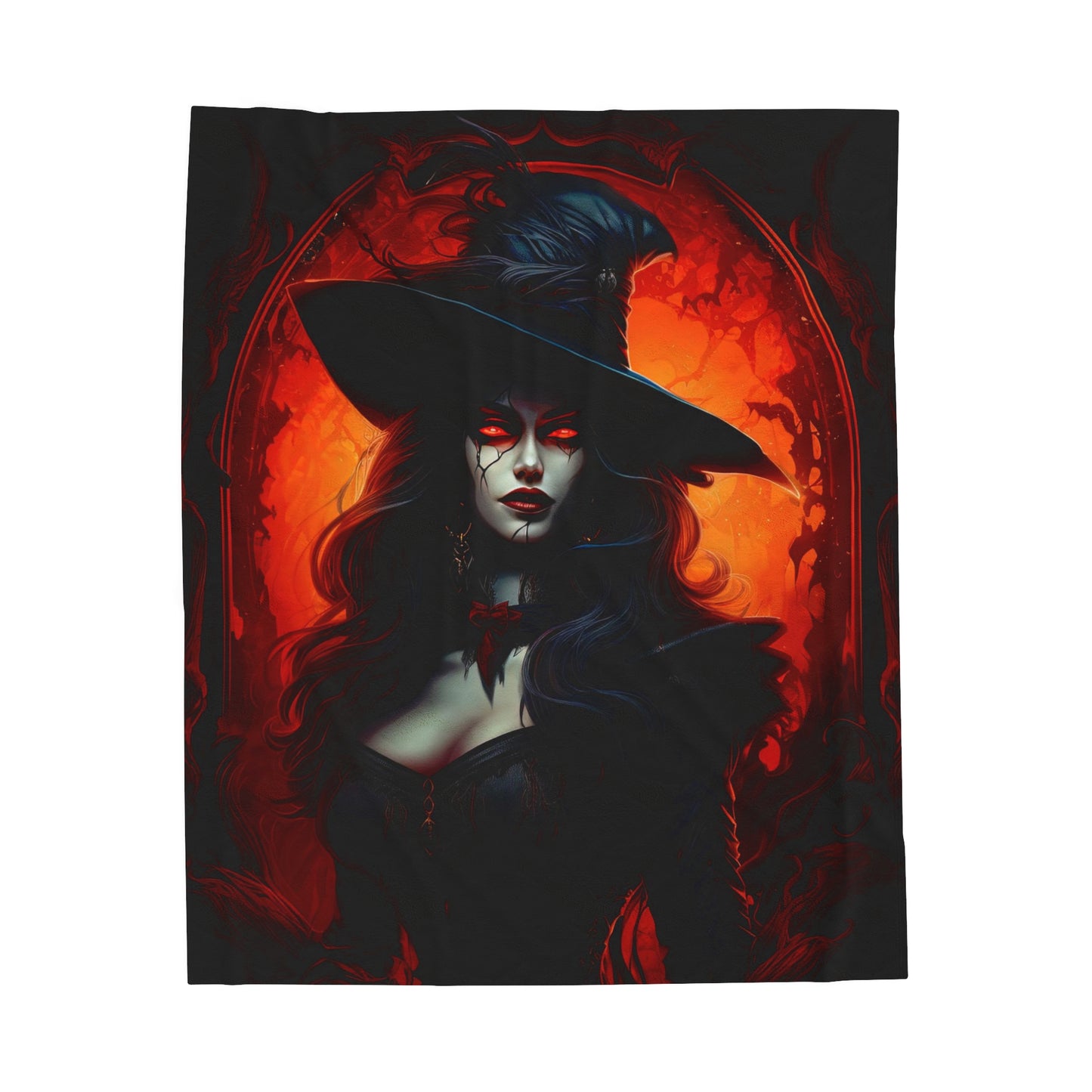 Witch Vampire Halloween Velveteen Plush Blanket - Enchanting Darkness