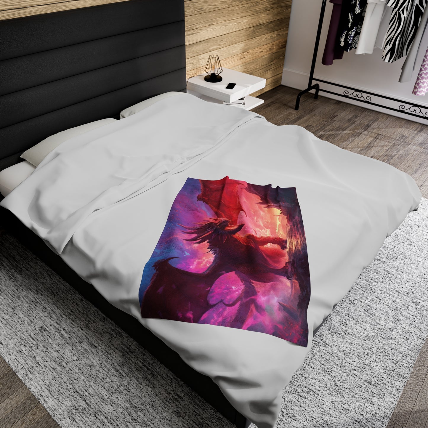 Red Dragon Blanket - Velveteen Plush Fantasy Blanket - Gift for Gamer Geek