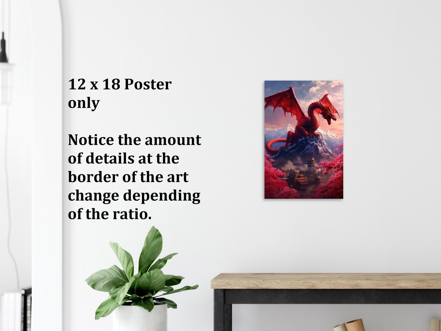 Décoration murale Dragon chinois, affiche Dragon rouge, toile d'art fantastique, cadeau pour joueur