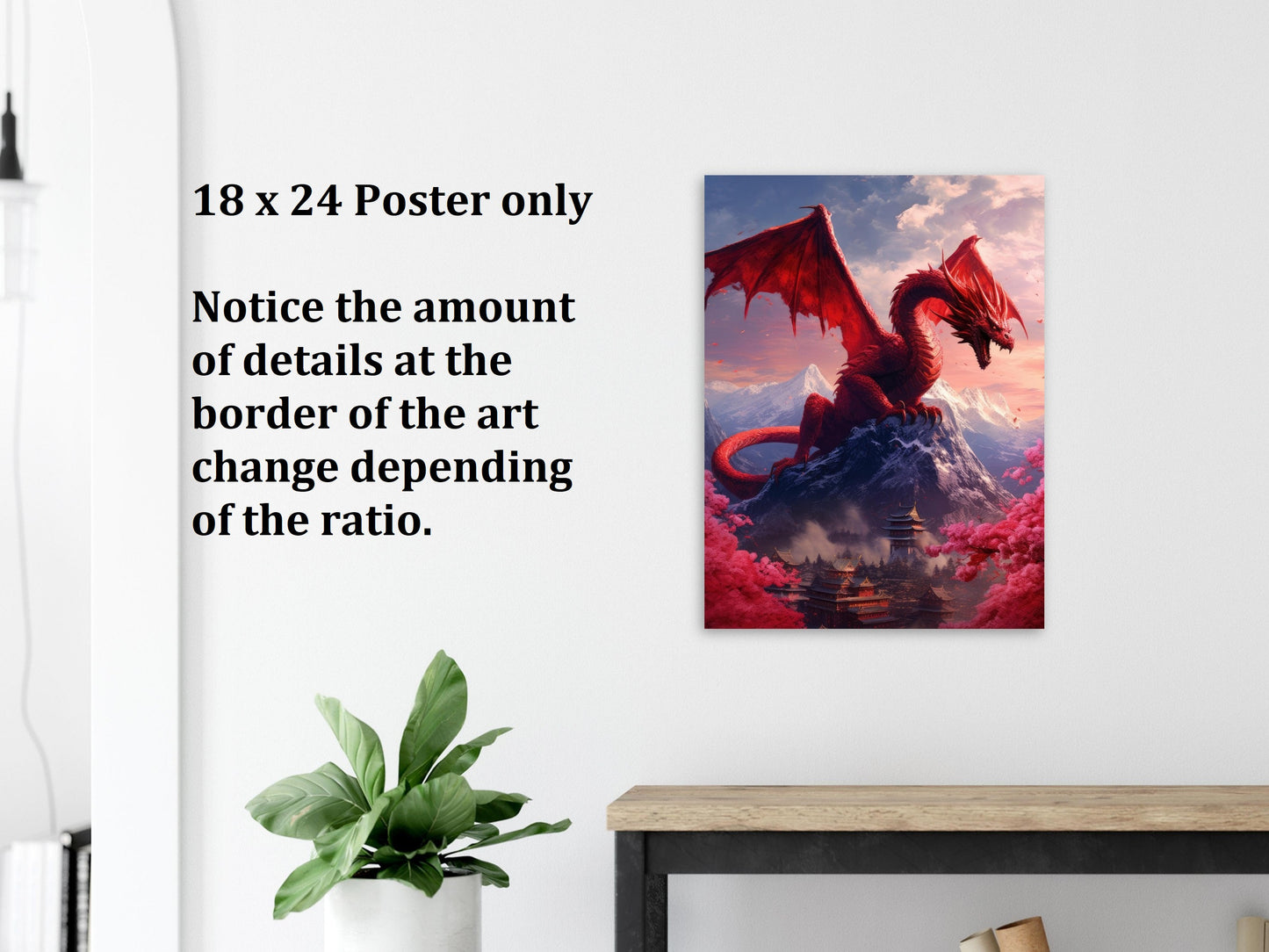 Décoration murale Dragon chinois, affiche Dragon rouge, toile d'art fantastique, cadeau pour joueur