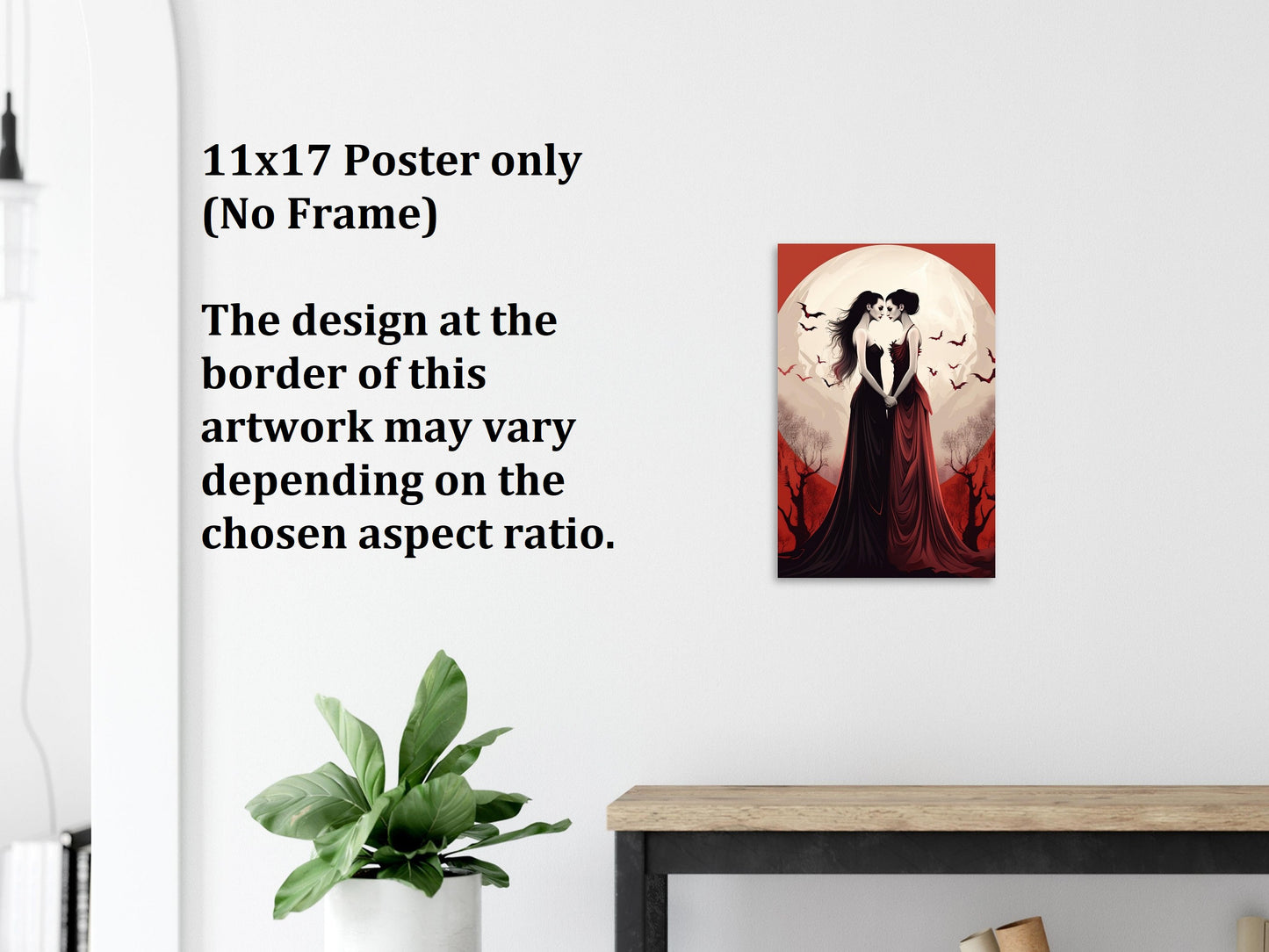 Lesbian Vampires Lovers Wall Art, Vampire Poster, Fantasy Art Canvas Gift for Lesbian