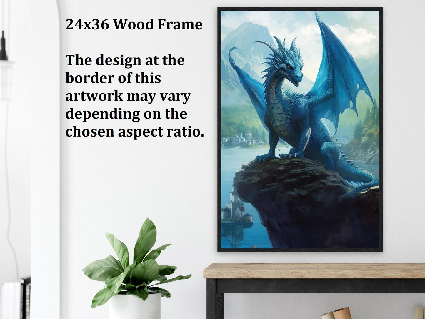 Blue Dragon Wall Art, Blue Dragon Poster, Fantasy Art Canvas Gift for Gamer - Poster, Canvas, Framed Art, Hanger option