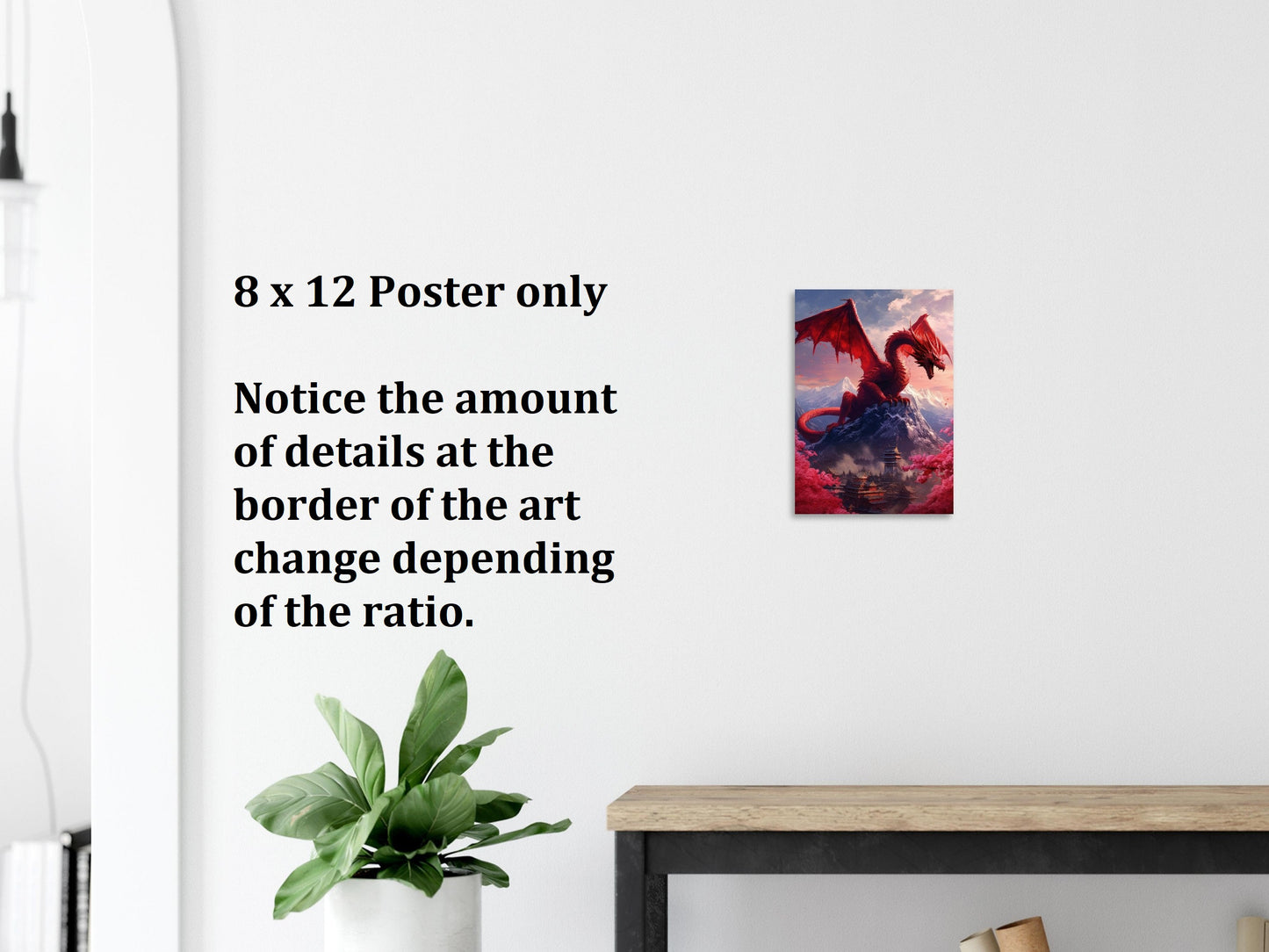 Décoration murale Dragon chinois, affiche Dragon rouge, toile d'art fantastique, cadeau pour joueur