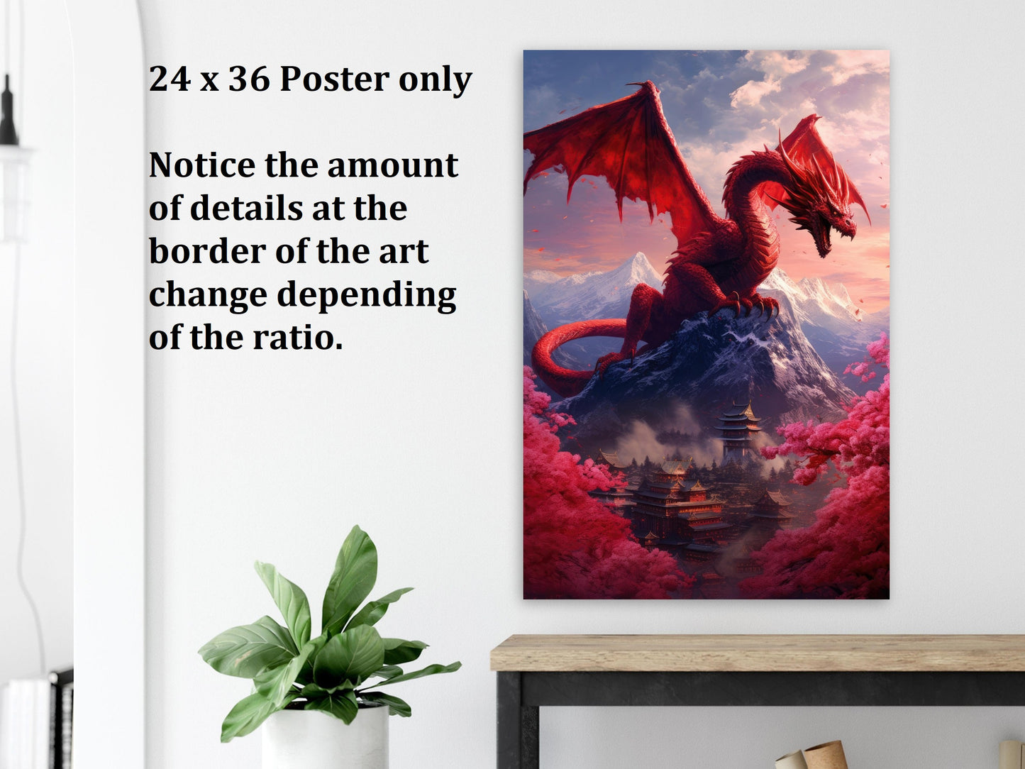 Décoration murale Dragon chinois, affiche Dragon rouge, toile d'art fantastique, cadeau pour joueur