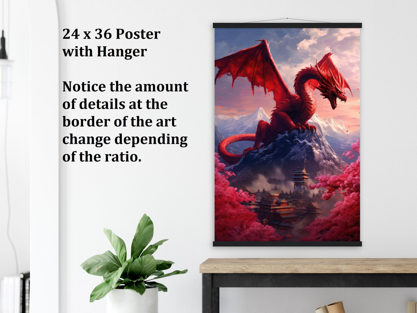 Décoration murale Dragon chinois, affiche Dragon rouge, toile d'art fantastique, cadeau pour joueur