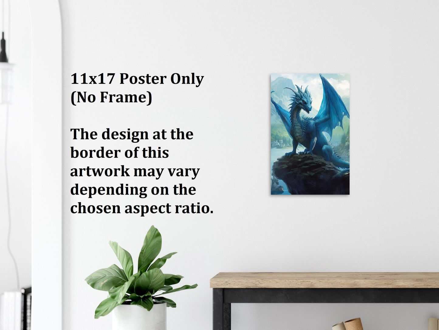 Blue Dragon Wall Art, Blue Dragon Poster, Fantasy Art Canvas Gift for Gamer - Poster, Canvas, Framed Art, Hanger option