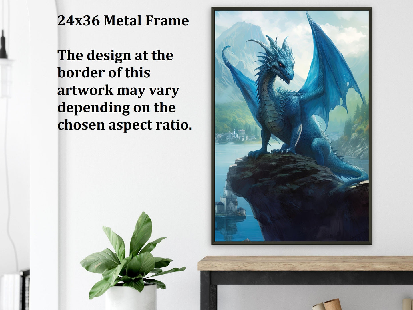 Blue Dragon Wall Art, Blue Dragon Poster, Fantasy Art Canvas Gift for Gamer - Poster, Canvas, Framed Art, Hanger option