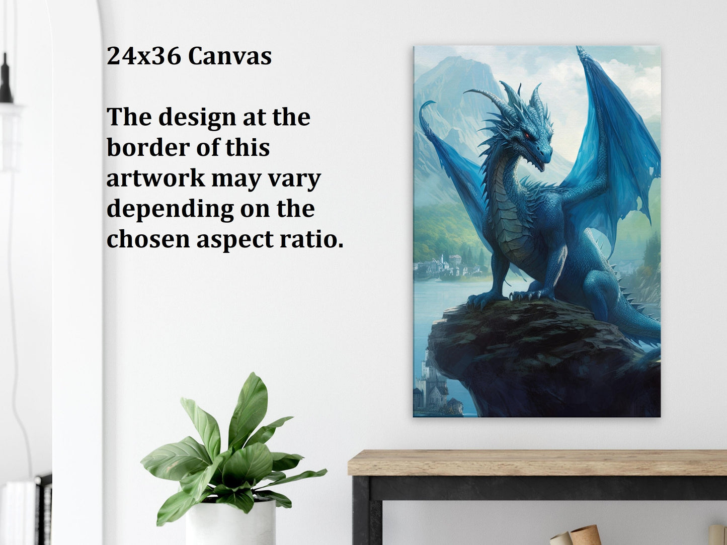 Blue Dragon Wall Art, Blue Dragon Poster, Fantasy Art Canvas Gift for Gamer - Poster, Canvas, Framed Art, Hanger option