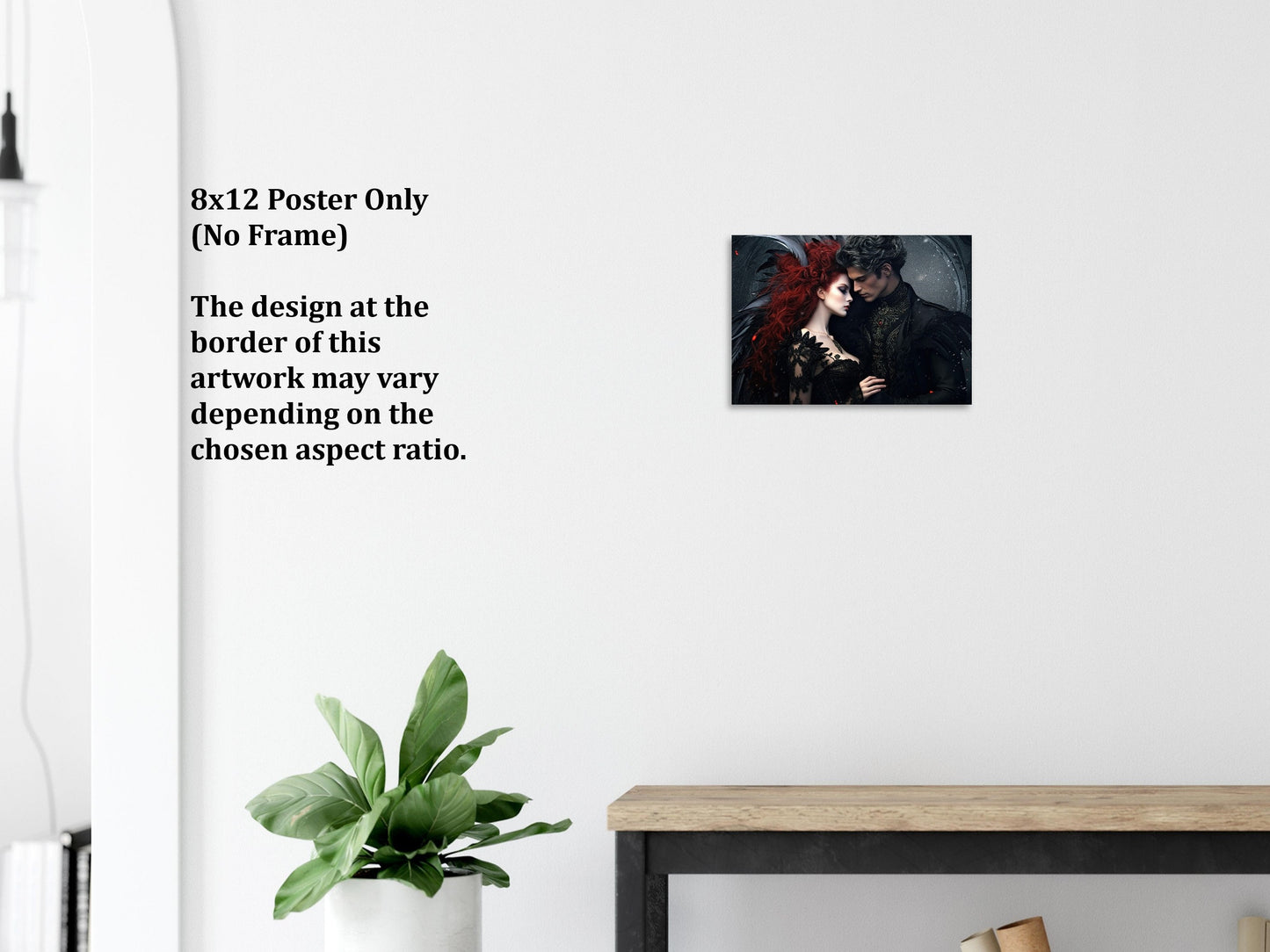 Gothic Romance Wall Art, Victorian Couple Poster, Fantasy Art Canvas Gift for Goth