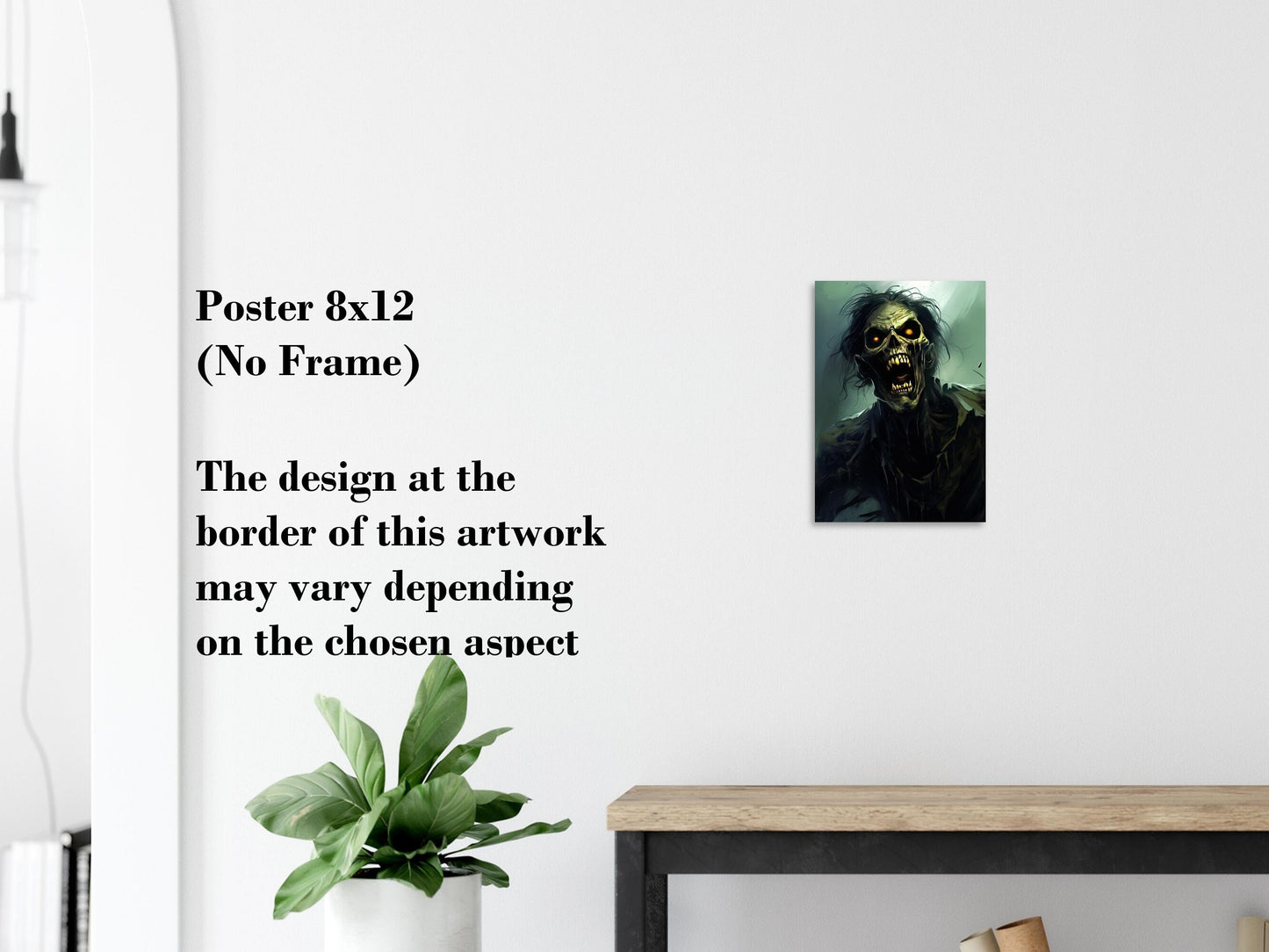 Zombie Wall Art - Undead Zombie Poster - Halloween Fantasy Wall Decoration - Gift for Gamer