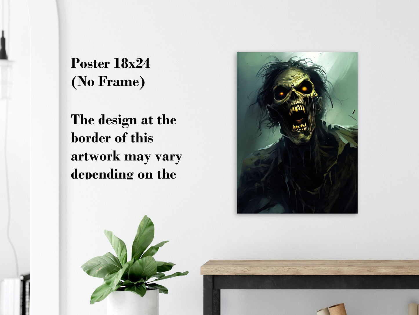 Zombie Wall Art - Undead Zombie Poster - Halloween Fantasy Wall Decoration - Gift for Gamer