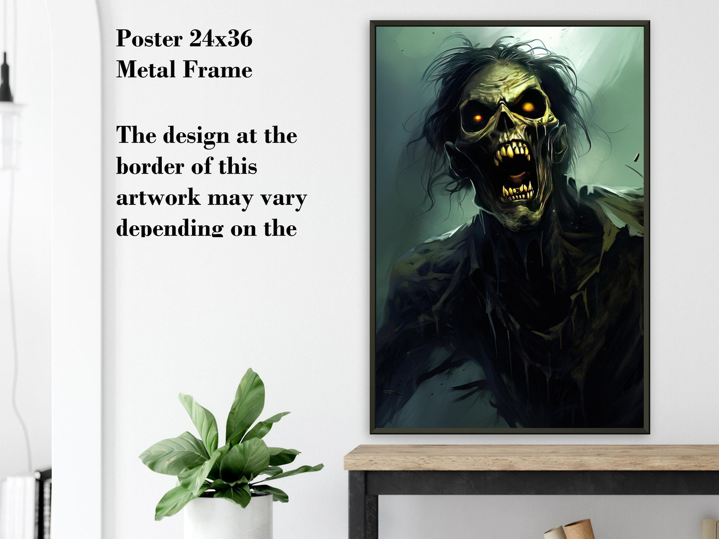 Zombie Wall Art - Undead Zombie Poster - Halloween Fantasy Wall Decoration - Gift for Gamer