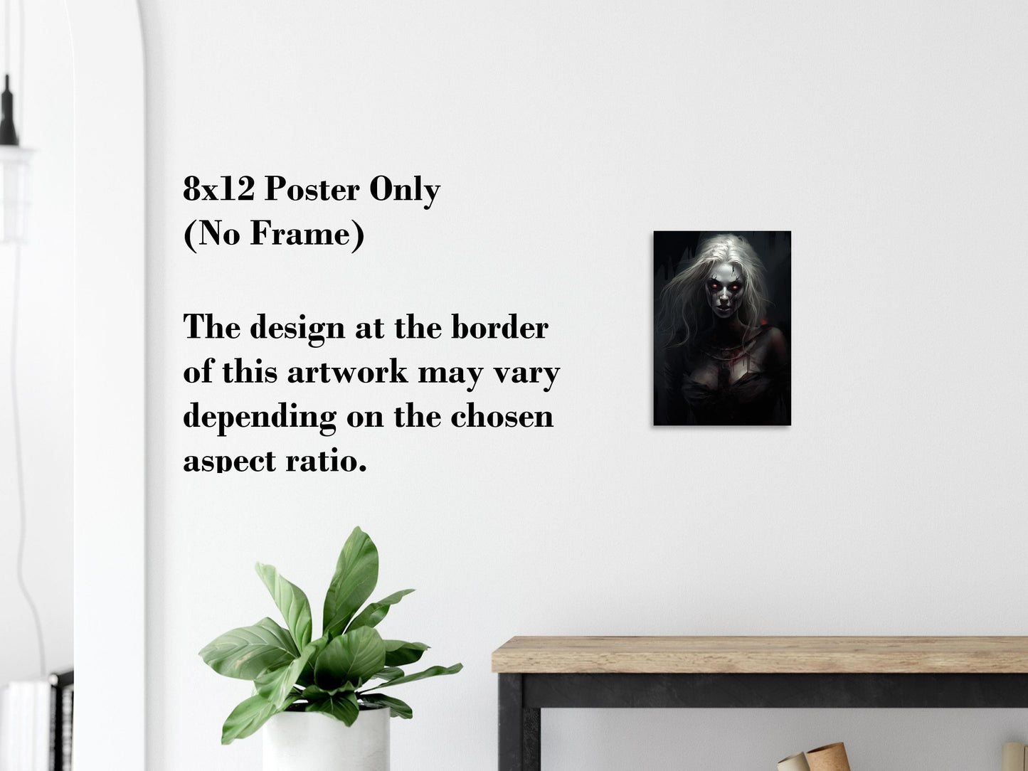 Blonde Woman Zombie Art Print - Halloween Poster Gift - Horror Halloween Canvas Wall Decor