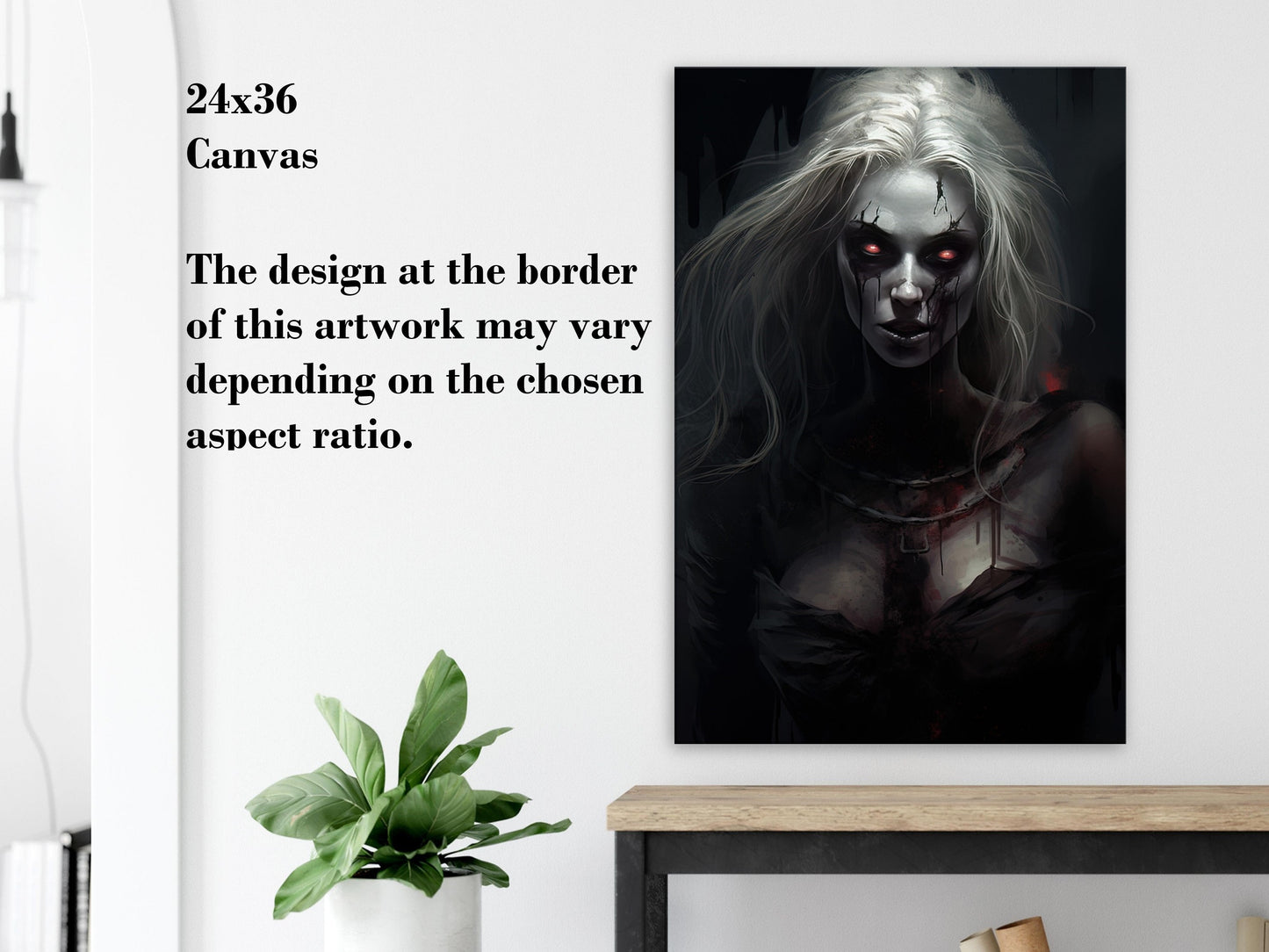 Blonde Woman Zombie Art Print - Halloween Poster Gift - Horror Halloween Canvas Wall Decor