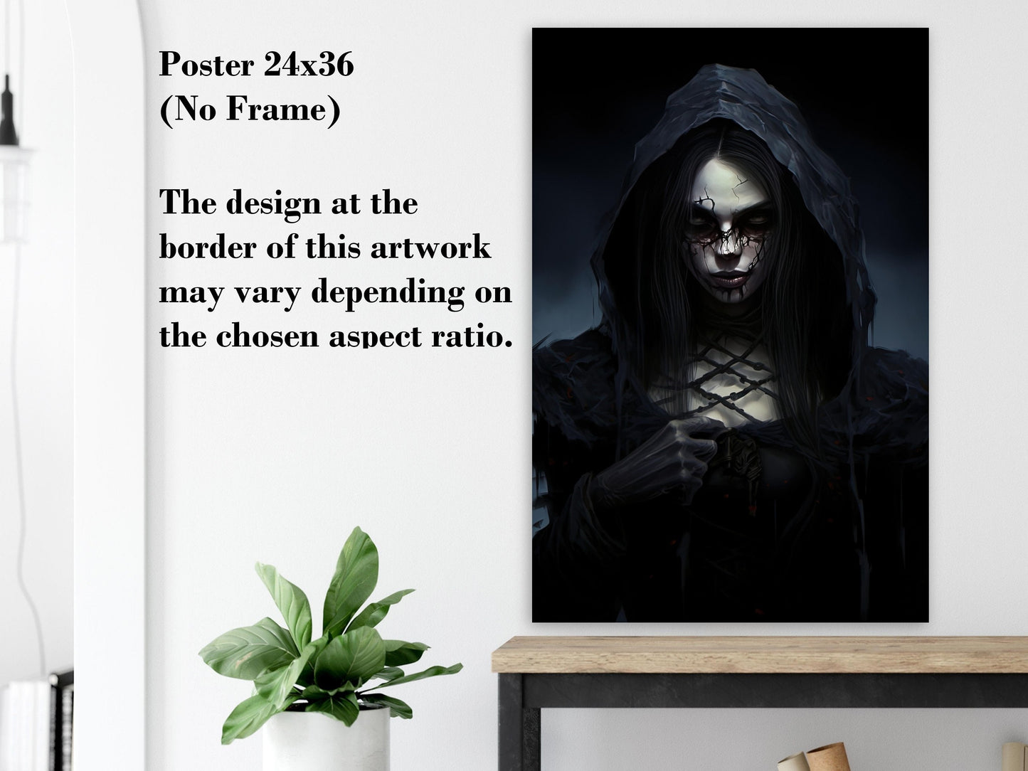 Gothic Woman Horror Poster - Halloween Gothic Canvas Wall Art Decoration Gift