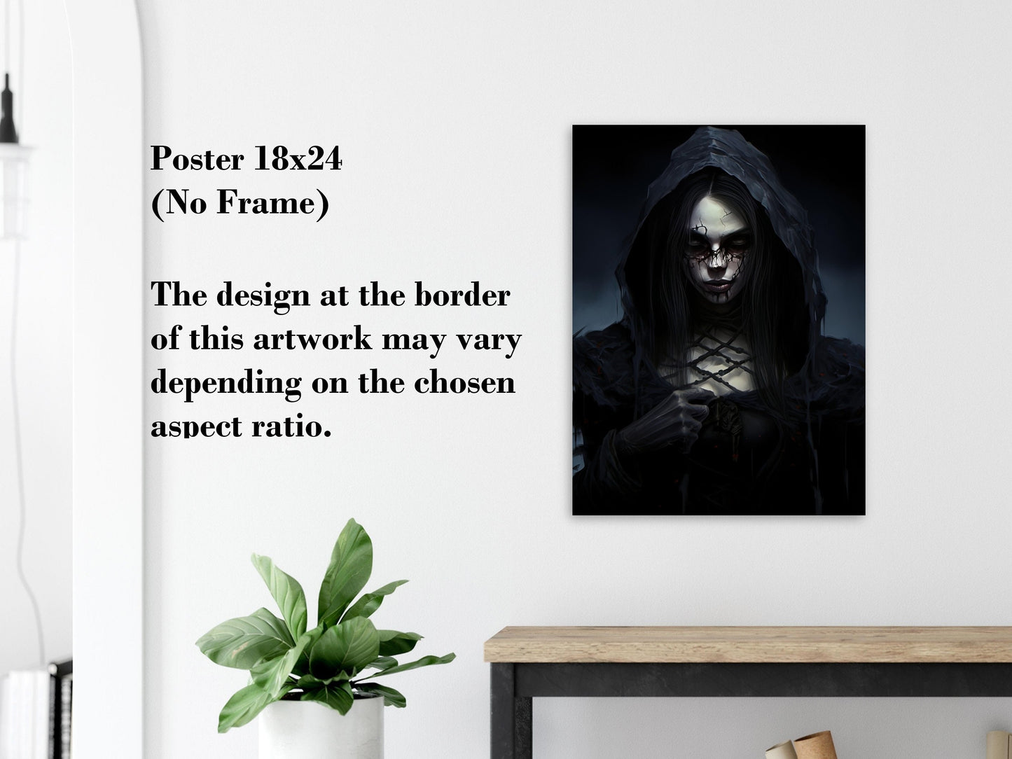 Gothic Woman Horror Poster - Halloween Gothic Canvas Wall Art Decoration Gift