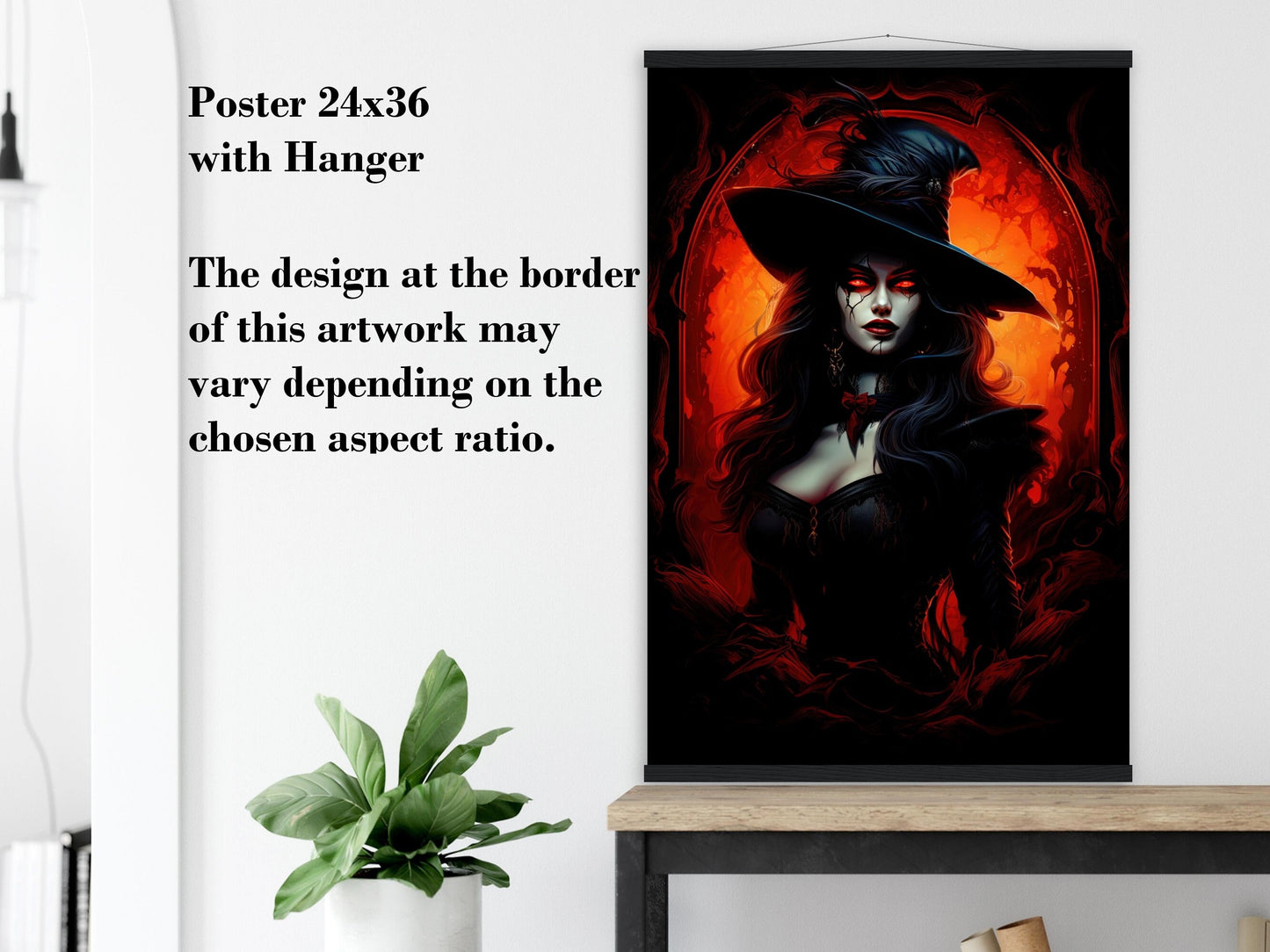Vampire Wall Art - Witch Vampire Poster - Fantasy Art Canvas - Halloween Witchcraft Gift