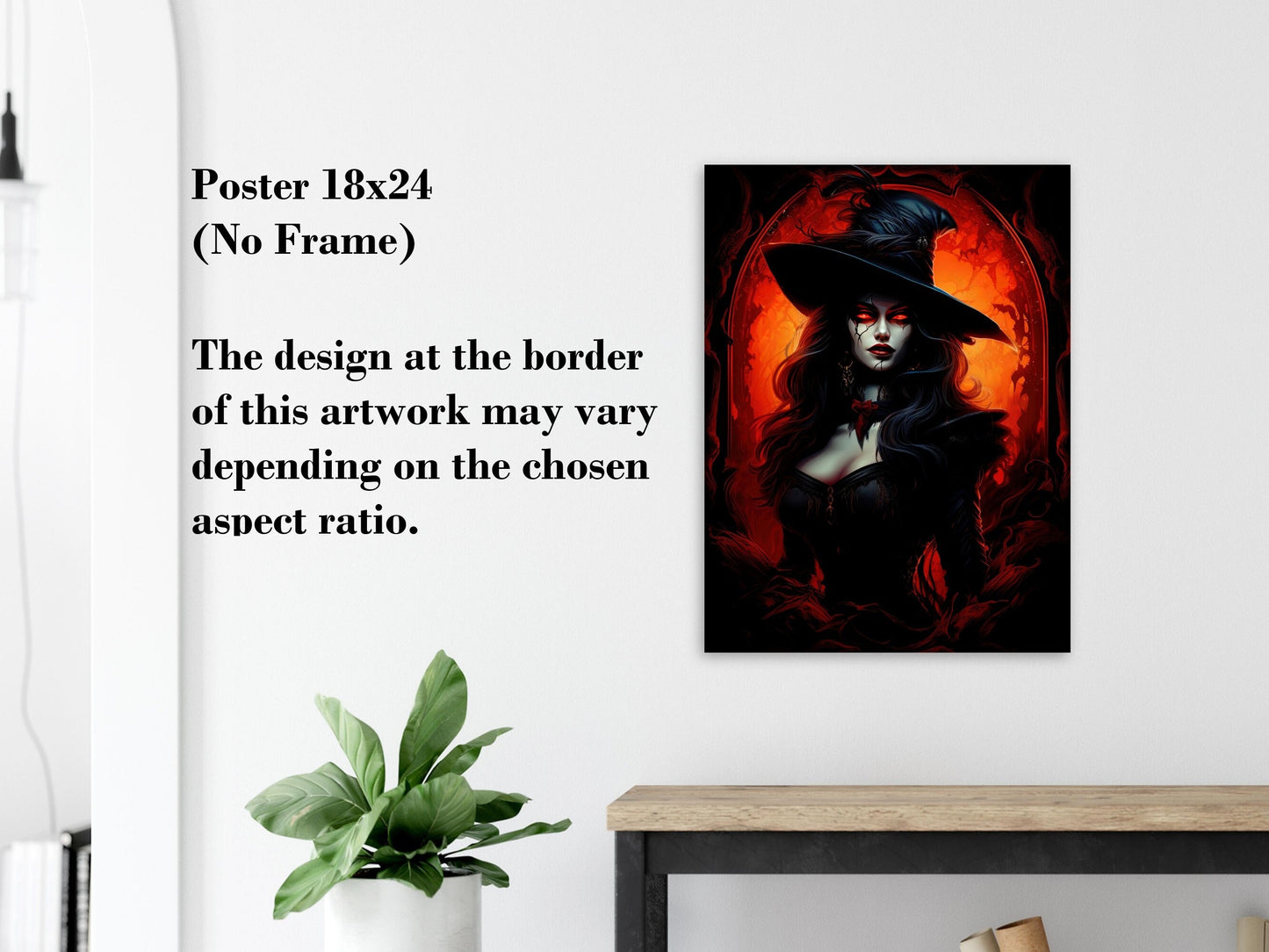 Vampire Wall Art - Witch Vampire Poster - Fantasy Art Canvas - Halloween Witchcraft Gift