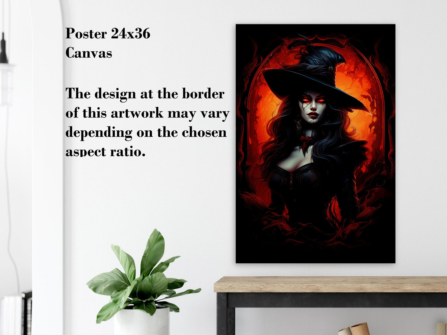 Vampire Wall Art - Witch Vampire Poster - Fantasy Art Canvas - Halloween Witchcraft Gift