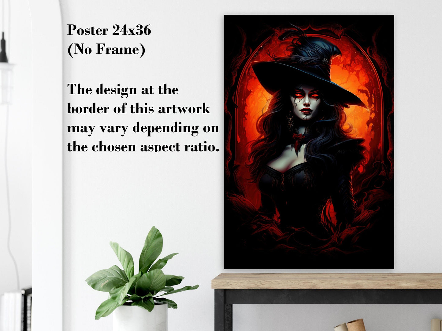 Vampire Wall Art - Witch Vampire Poster - Fantasy Art Canvas - Halloween Witchcraft Gift