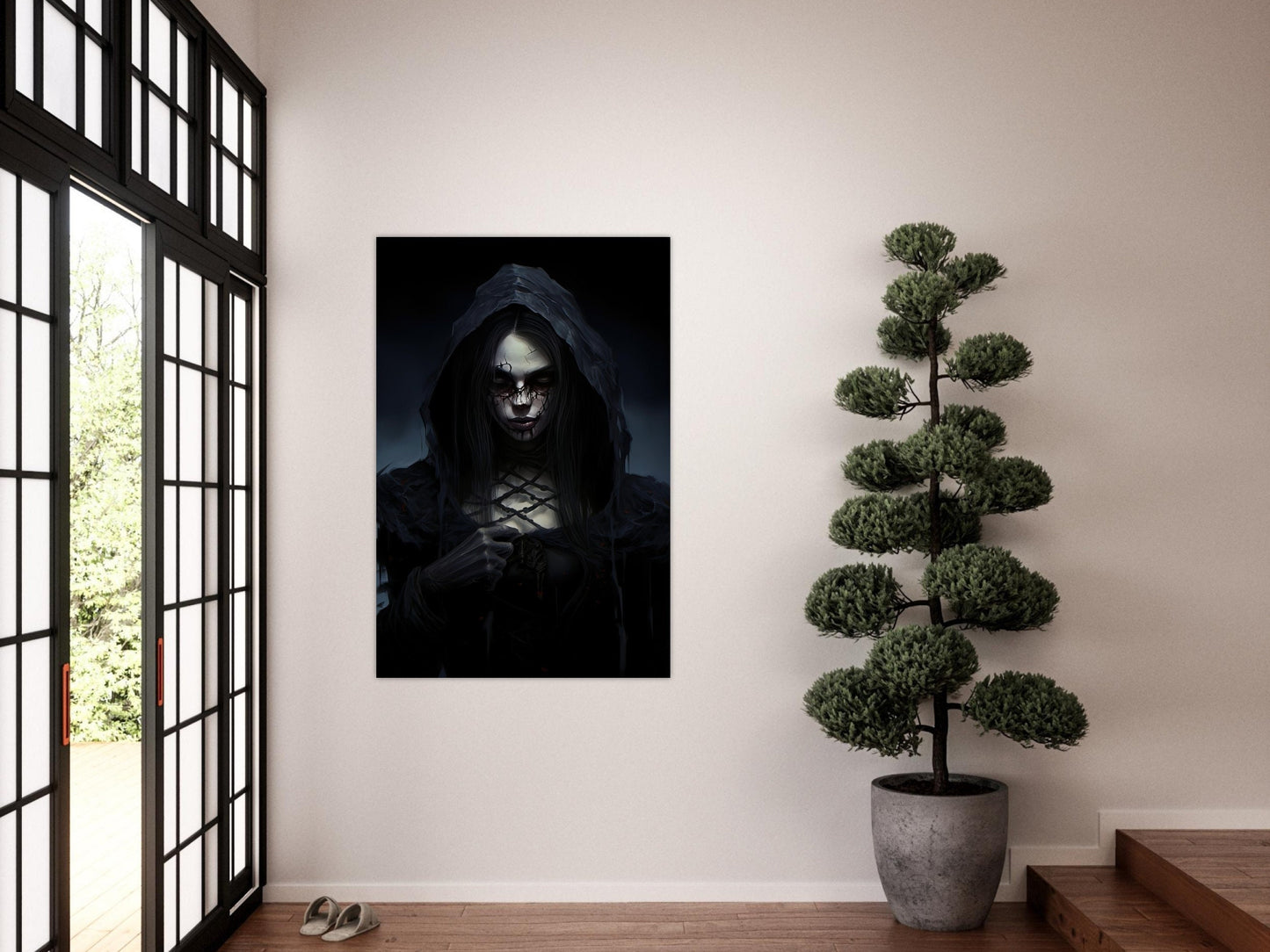 Gothic Woman Horror Poster - Halloween Gothic Canvas Wall Art Decoration Gift