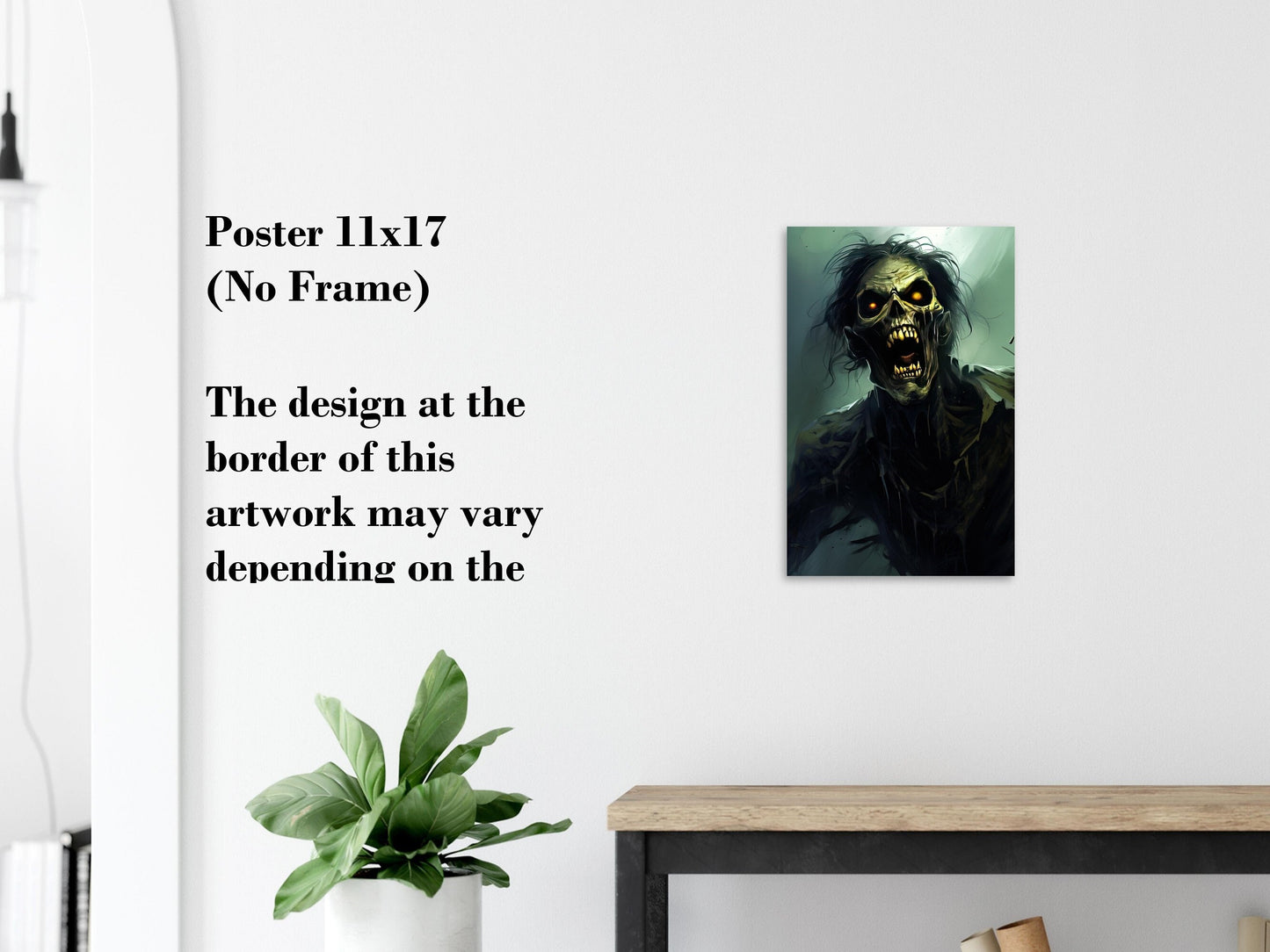 Zombie Wall Art - Undead Zombie Poster - Halloween Fantasy Wall Decoration - Gift for Gamer