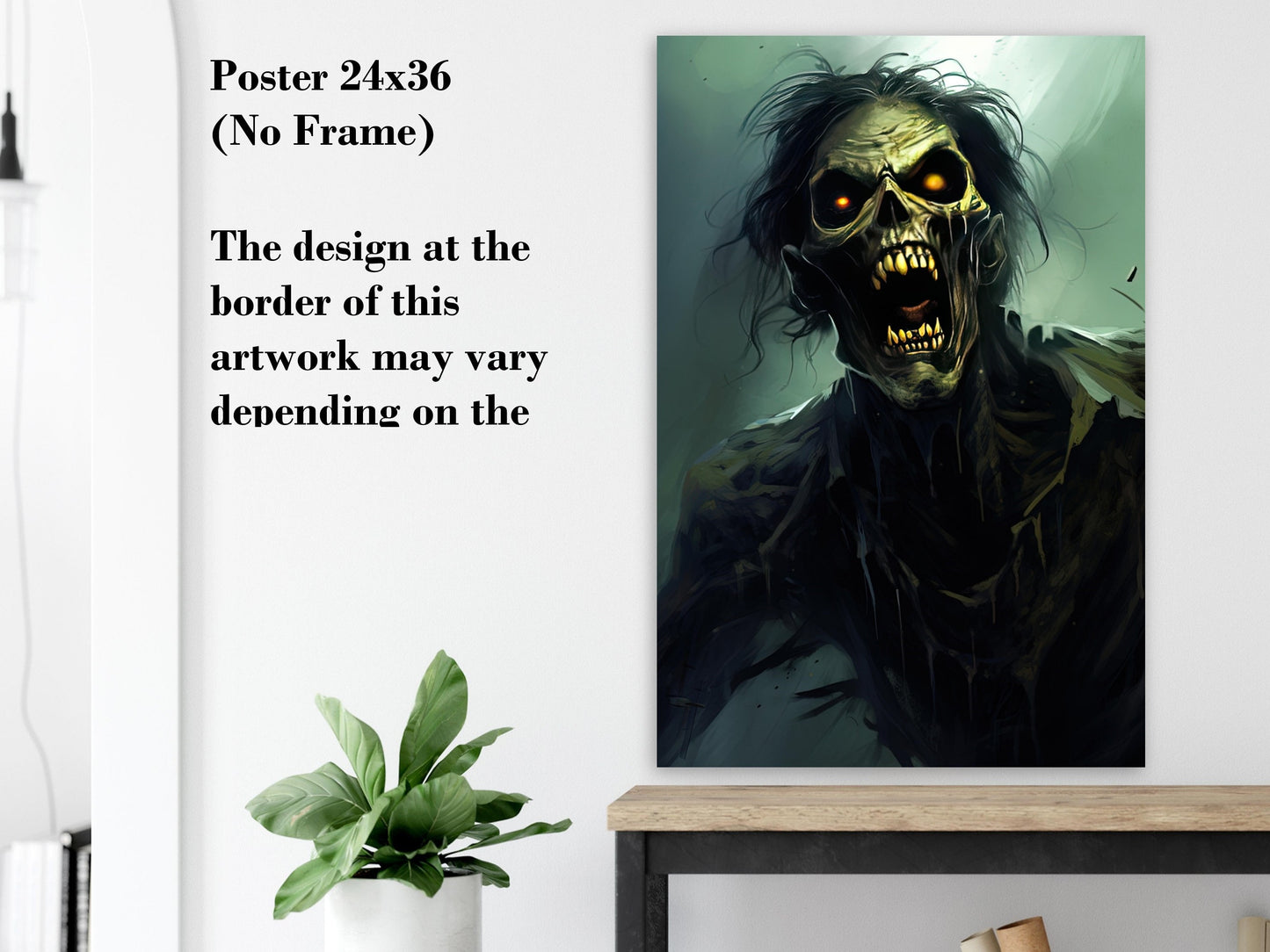 Zombie Wall Art - Undead Zombie Poster - Halloween Fantasy Wall Decoration - Gift for Gamer