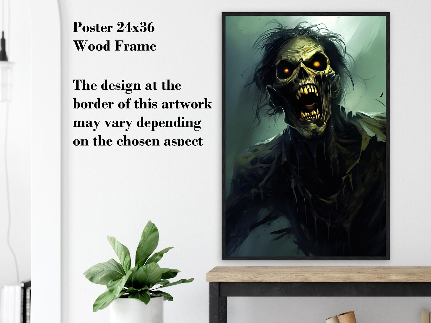 Zombie Wall Art - Undead Zombie Poster - Halloween Fantasy Wall Decoration - Gift for Gamer