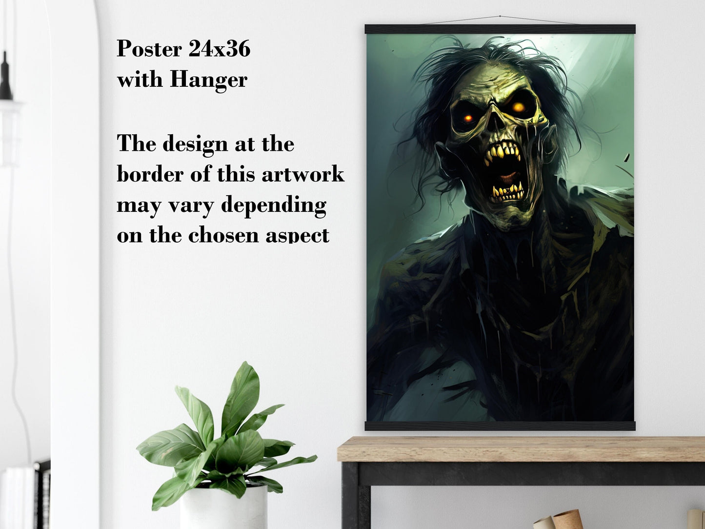 Zombie Wall Art - Undead Zombie Poster - Halloween Fantasy Wall Decoration - Gift for Gamer