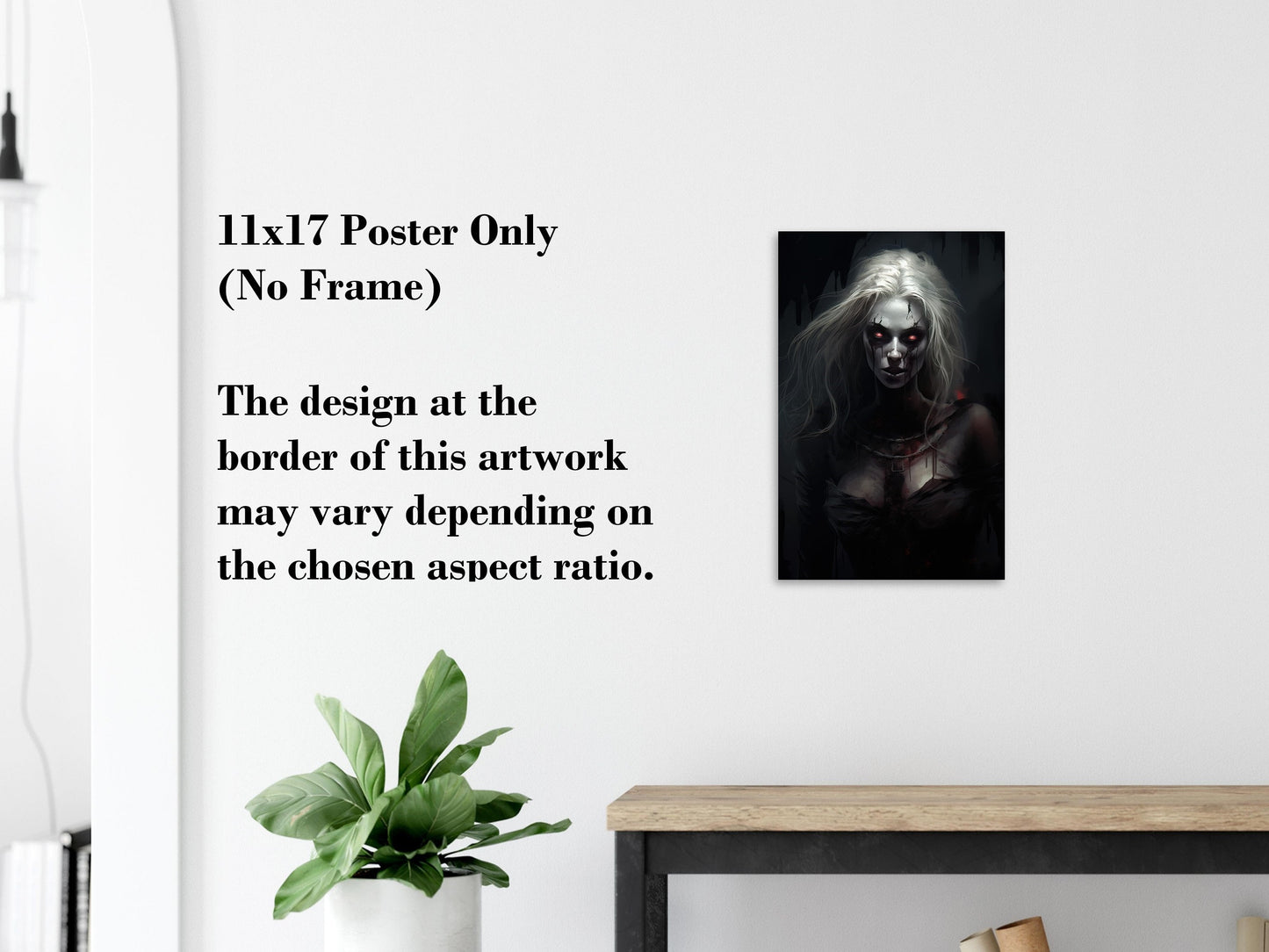 Blonde Woman Zombie Art Print - Halloween Poster Gift - Horror Halloween Canvas Wall Decor
