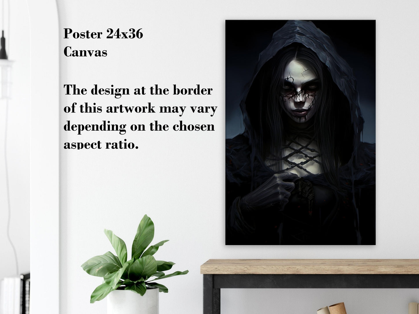 Gothic Woman Horror Poster - Halloween Gothic Canvas Wall Art Decoration Gift