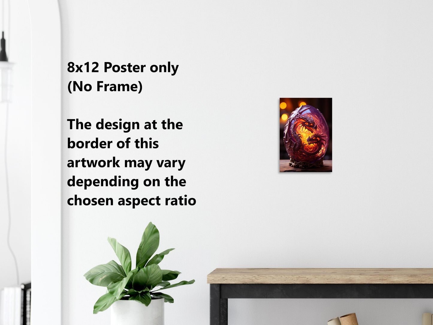 Décoration murale Œuf de dragon - Affiche Œuf de dragon violet translucide - Toile fantastique - Cadeau pour gamer